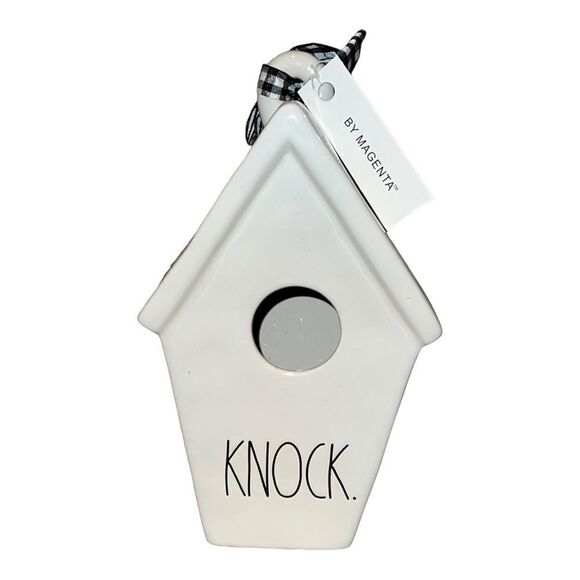 Rae Dunn By Magenta Ceramic KNOCK Slant Roof 2 Sided Birdhouse NWT - Picture 1 of 6